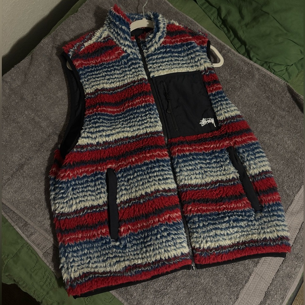 Stussy Multicolor Sherpa Vest with Black Pocket
